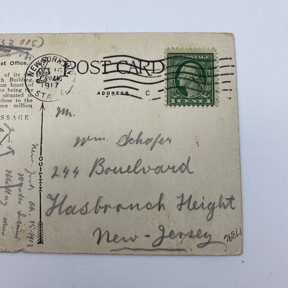 Vintage Woolworth Building and Post Office Postcard New York City NY Posted 1917 - Picture 7 of 8